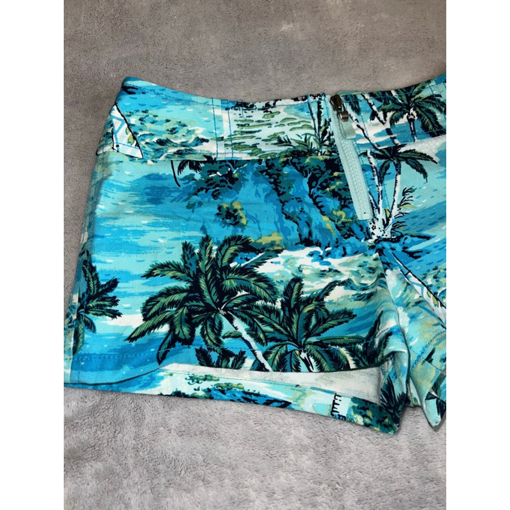 VTG EXPRESS Blue Green Palm Tree low rise Shorts Juniors 3 - Picture 3 of 8